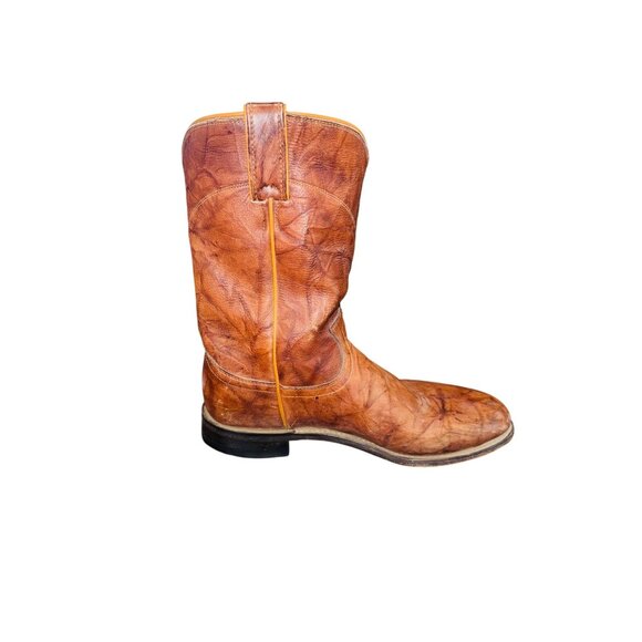 Justin Men’s Jackson Brown Leather Marbled Western Cowboy Boot Size 9 Work - Picture 12 of 12